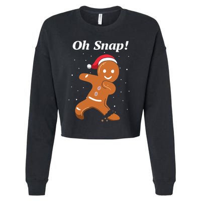 Oh Snap Funny Gingerbread Merry Christmas Cookie Cropped Pullover Crew