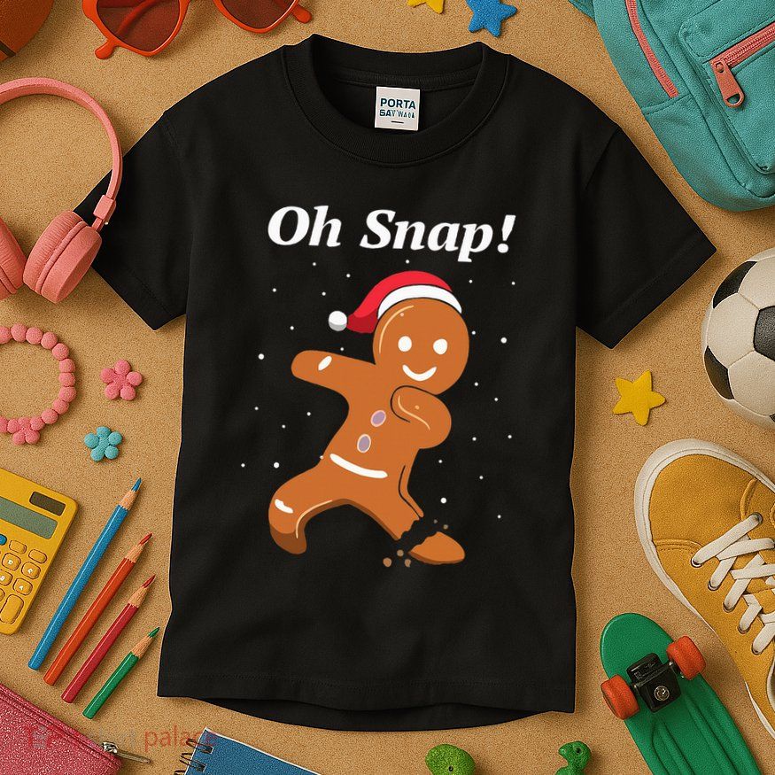 Oh Snap Funny Gingerbread Merry Christmas Cookie Kids T-Shirt