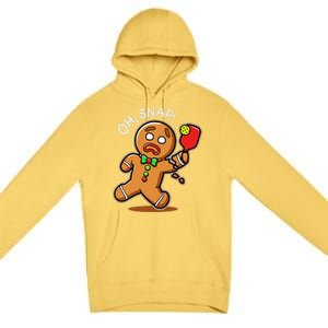 Oh Snap Funny Gingerbread Man Playing Pickleball Premium Pullover Hoodie