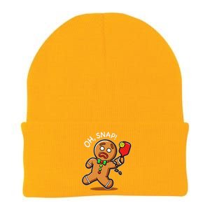 Oh Snap Funny Gingerbread Man Playing Pickleball Knit Cap Winter Beanie