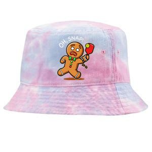 Oh Snap Funny Gingerbread Man Playing Pickleball Tie-Dyed Bucket Hat