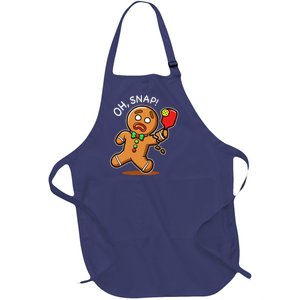 Oh Snap Funny Gingerbread Man Playing Pickleball Full-Length Apron With Pockets