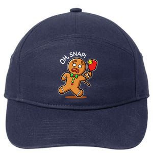 Oh Snap Funny Gingerbread Man Playing Pickleball 7-Panel Snapback Hat