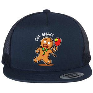 Oh Snap Funny Gingerbread Man Playing Pickleball Flat Bill Trucker Hat