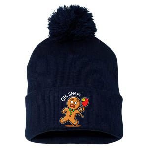 Oh Snap Funny Gingerbread Man Playing Pickleball Pom Pom 12in Knit Beanie