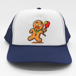 Oh Snap Funny Gingerbread Man Playing Pickleball Trucker Hat