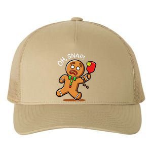 Oh Snap Funny Gingerbread Man Playing Pickleball Yupoong Adult 5-Panel Trucker Hat