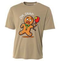 Oh Snap Funny Gingerbread Man Playing Pickleball Cooling Performance Crew T-Shirt