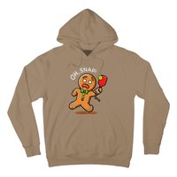 Oh Snap Funny Gingerbread Man Playing Pickleball Hoodie