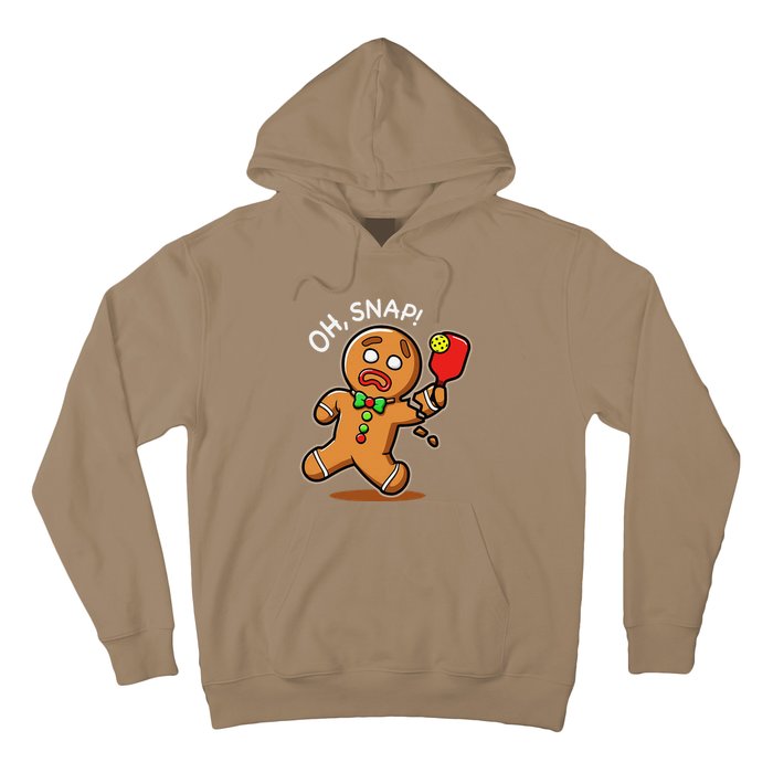 Oh Snap Funny Gingerbread Man Playing Pickleball Hoodie