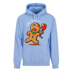 Oh Snap Funny Gingerbread Man Playing Pickleball Unisex Surf Hoodie