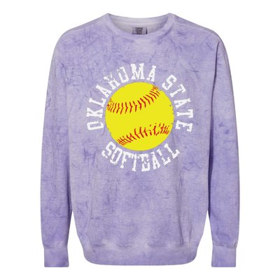 Oklahoma Softball Funny Colorblast Crewneck Sweatshirt