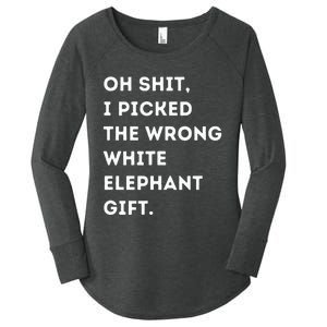 Oh Shit Funny White Elephant Gifts for Under 15 20 Women's Perfect Tri Tunic Long Sleeve Shirt