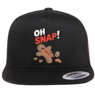 Oh Snap Funny Gingerbread Broken Cookie Christmas Humor Flat Bill Trucker Hat