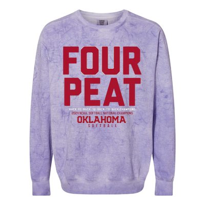 Oklahoma Softball Fourpeat Champs Colorblast Crewneck Sweatshirt