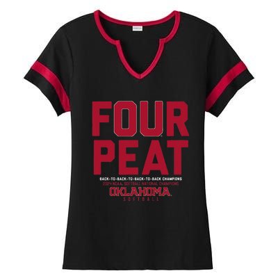 Oklahoma Softball Fourpeat Champs Ladies Halftime Notch Neck Tee