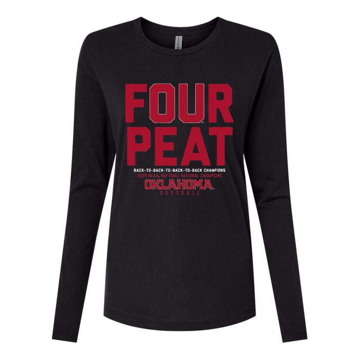 Oklahoma Softball Fourpeat Champs Womens Cotton Relaxed Long Sleeve T-Shirt