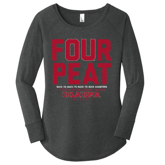 Oklahoma Softball Fourpeat Champs Women's Perfect Tri Tunic Long Sleeve Shirt