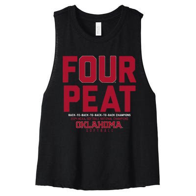 Oklahoma Softball Fourpeat Champs Women's Racerback Cropped Tank