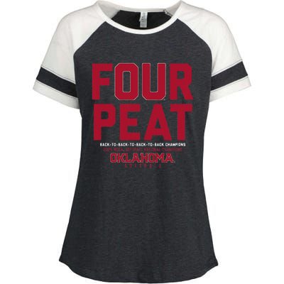 Oklahoma Softball Fourpeat Champs Enza Ladies Jersey Colorblock Tee