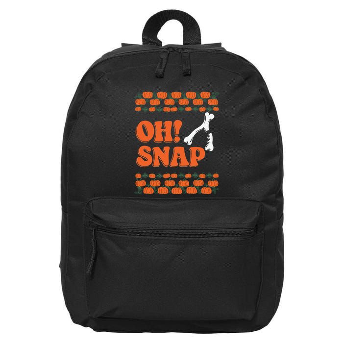 Oh Snap Funny Thanksgiving Ugly Turkey Wishbone Fun 16 in Basic Backpack