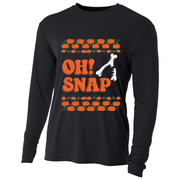 Oh Snap Funny Thanksgiving Ugly Turkey Wishbone Fun Cooling Performance Long Sleeve Crew
