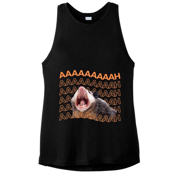 Opossum Screaming Funny Possum Trash Cat Meme Ladies PosiCharge Tri-Blend Wicking Tank
