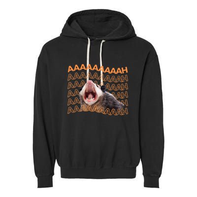 Opossum Screaming Funny Possum Trash Cat Meme Garment-Dyed Fleece Hoodie