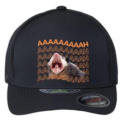 Opossum Screaming Funny Possum Trash Cat Meme Flexfit Unipanel Trucker Cap