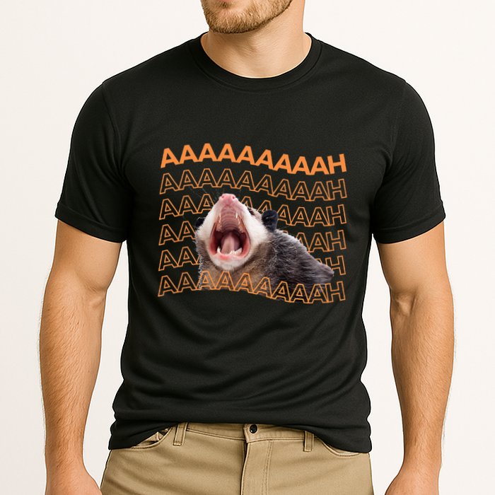 Opossum Screaming Funny Possum Trash Cat Meme Performance Shirt
