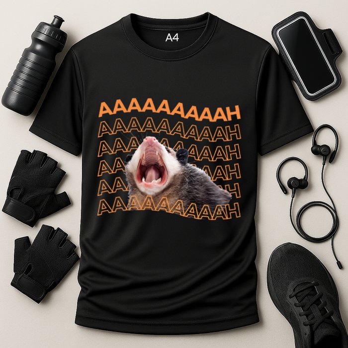 Opossum Screaming Funny Possum Trash Cat Meme Performance Shirt