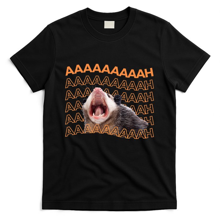 Opossum Screaming Funny Possum Trash Cat Meme T-Shirt