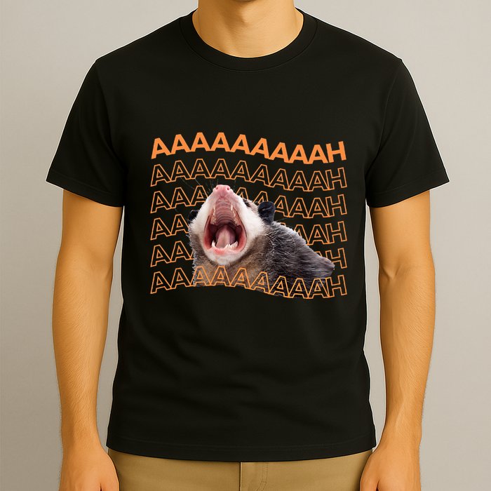 Opossum Screaming Funny Possum Trash Cat Meme T-Shirt
