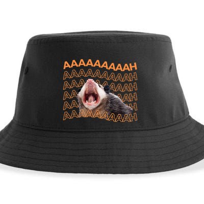 Opossum Screaming Funny Possum Trash Cat Meme Sustainable Bucket Hat