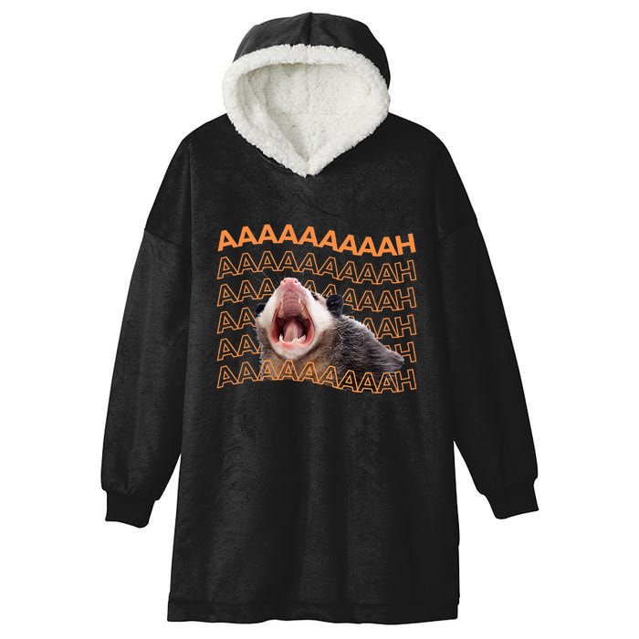 Opossum Screaming Funny Possum Trash Cat Meme Hooded Wearable Blanket