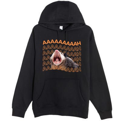 Opossum Screaming Funny Possum Trash Cat Meme Premium Pullover Hoodie