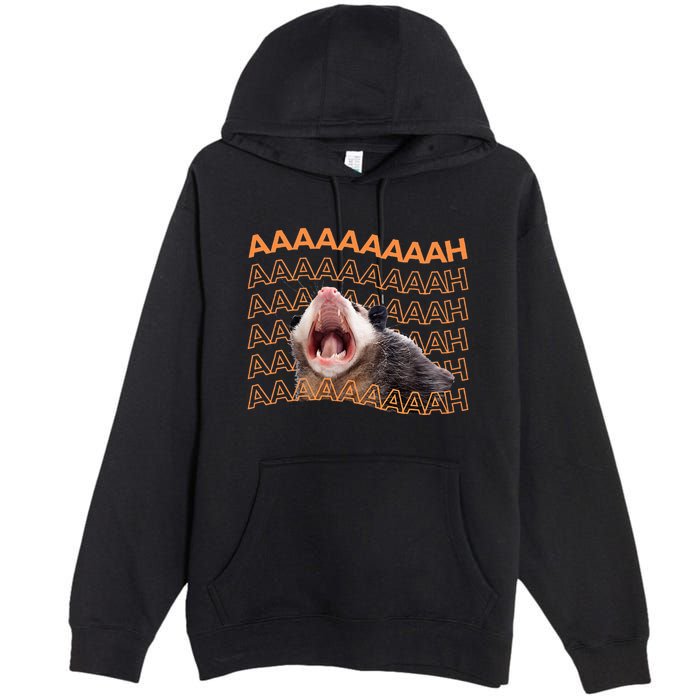 Opossum Screaming Funny Possum Trash Cat Meme Premium Pullover Hoodie
