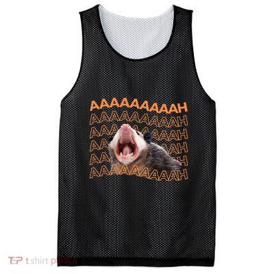 Opossum Screaming Funny Possum Trash Cat Meme Mesh Reversible Basketball Jersey Tank