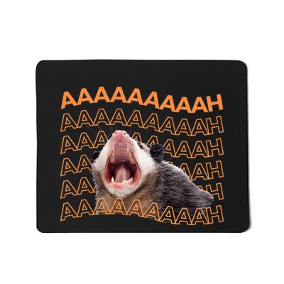 Opossum Screaming Funny Possum Trash Cat Meme Mousepad