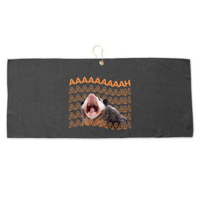 Opossum Screaming Funny Possum Trash Cat Meme Large Microfiber Waffle Golf Towel