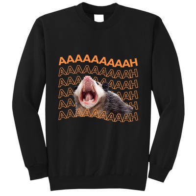 Opossum Screaming Funny Possum Trash Cat Meme Tall Sweatshirt