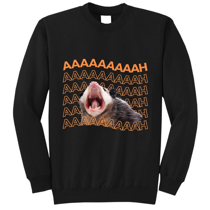 Opossum Screaming Funny Possum Trash Cat Meme Tall Sweatshirt