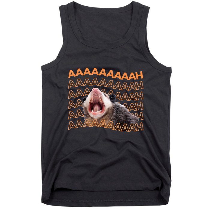 Opossum Screaming Funny Possum Trash Cat Meme Tank Top