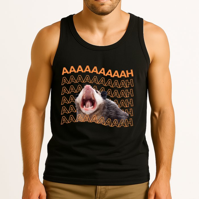 Opossum Screaming Funny Possum Trash Cat Meme Tank Top