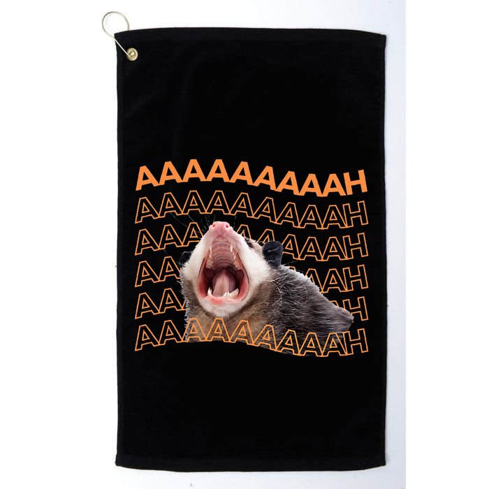 Opossum Screaming Funny Possum Trash Cat Meme Golf Towel
