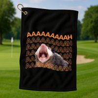 Opossum Screaming Funny Possum Trash Cat Meme Golf Towel