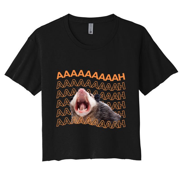Opossum Screaming Funny Possum Trash Cat Meme Crop Top
