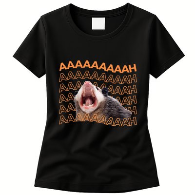 Opossum Screaming Funny Possum Trash Cat Meme Womens T-Shirt