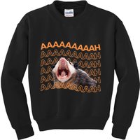 Opossum Screaming Funny Possum Trash Cat Meme Kids Sweatshirt