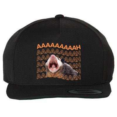 Opossum Screaming Funny Possum Trash Cat Meme Wool Snapback Cap